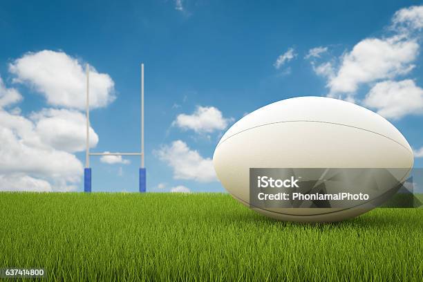 Rugbyball Mit Rugbypfosten Stockfoto und mehr Bilder von Rugby - Sportart - Rugby - Sportart, Pfosten, Rugbyball