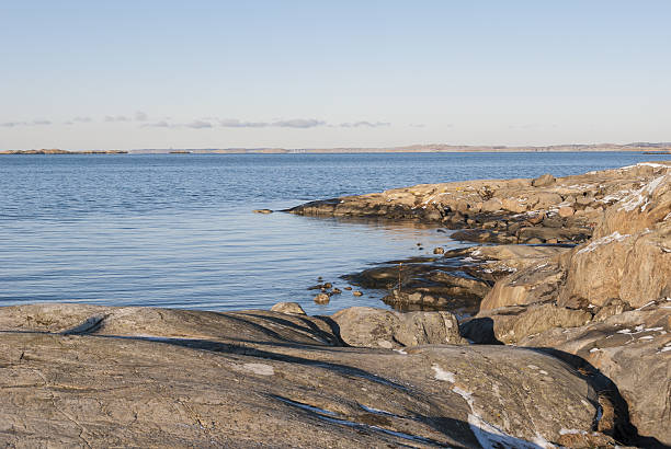 Rocks by the sea in winter