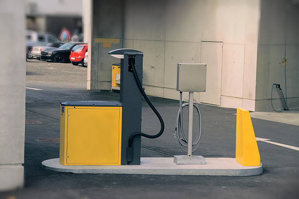 istock Yellow and black gas station 637417604