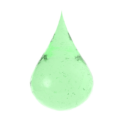 3d rendering droplet of green cosmetic gel isolated on white