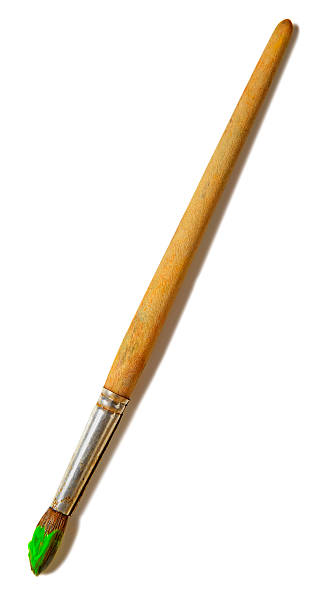 istock Paintbrush with green paint (isolated on white) 637443004