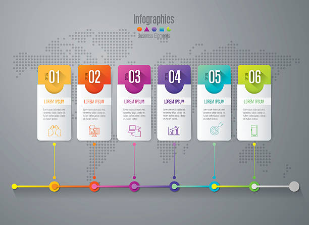 Timeline infographic design vector and business icons with 6 options. vector art illustration