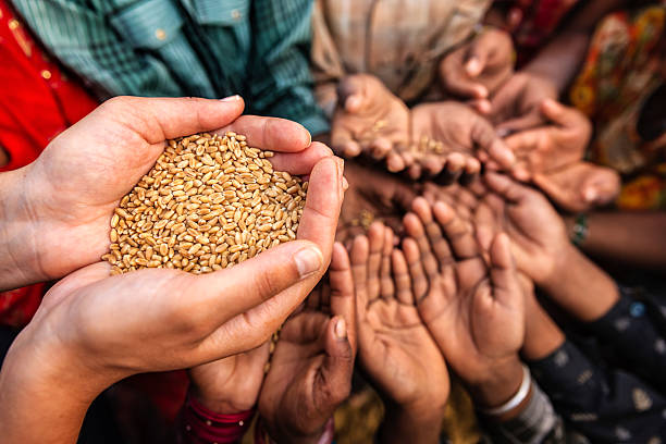 istock Poor Indian children asking for food, India 637444368