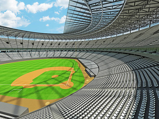 istock Baseball stadium with white seats and VIP boxes 637444706