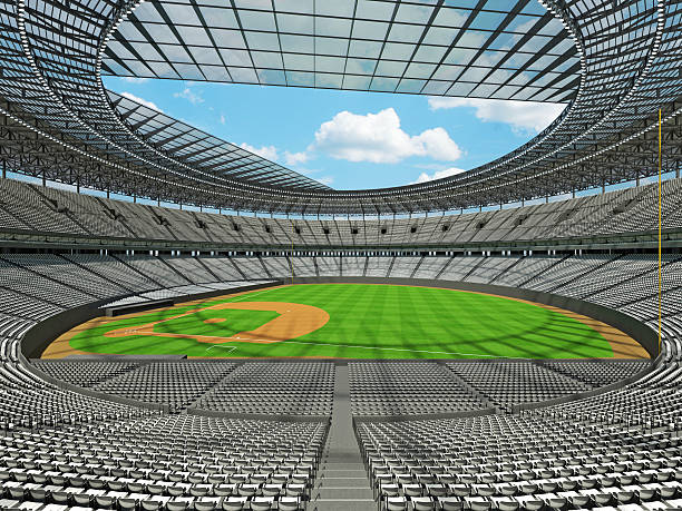 istock Baseball stadium with white seats and VIP boxes 637444734