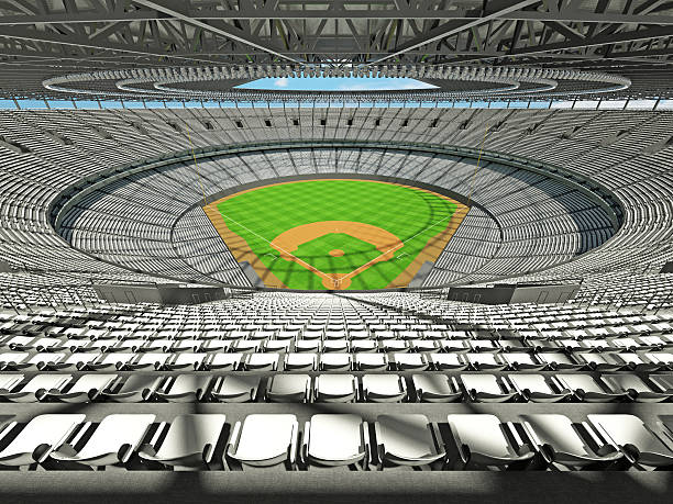istock Baseball stadium with white seats and VIP boxes 637444746