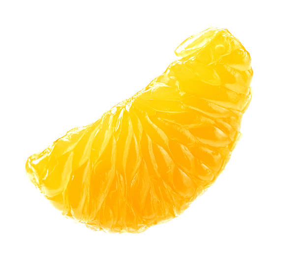 istock Isolated tangerine or clementine fruit on white background. Macro. slice 637457018