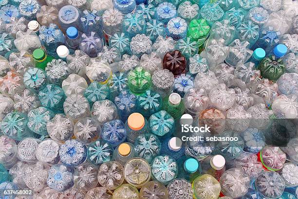 Dirty Used Colored Plastic Bottle Pile Stock Photo - Download Image Now - Pets, Recycling, Plastic