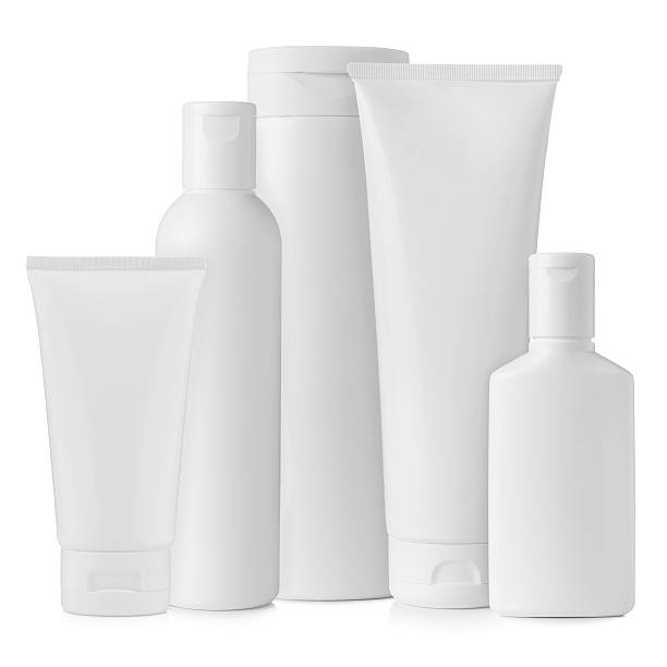 istock Set of blank white plastic cosmetics bottles 637469498