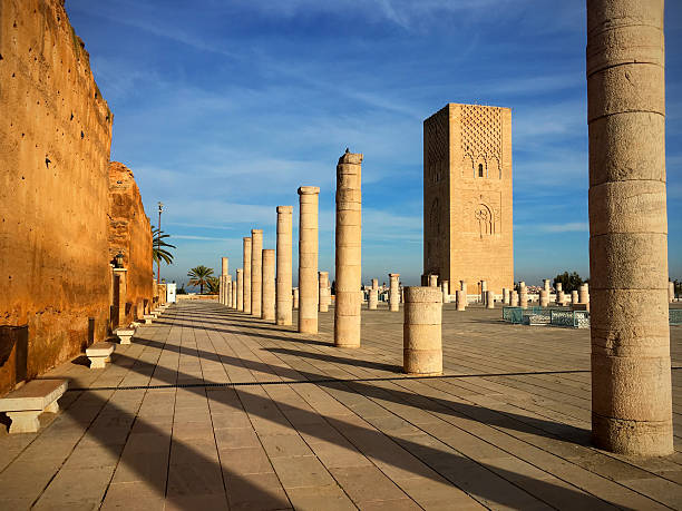 hassan tower in rabat, morocco - rabat marocko bildbanksfoton och bilder