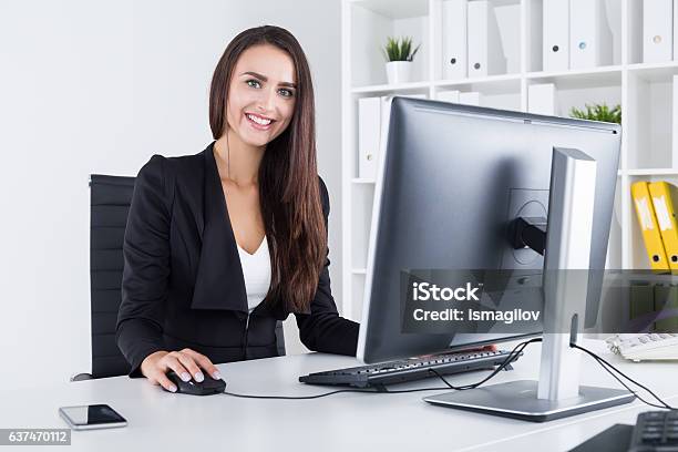 Portrait Of Successful Business Lady Stock Photo - Download Image Now - File Clerk, Adult, Bank - Financial Building