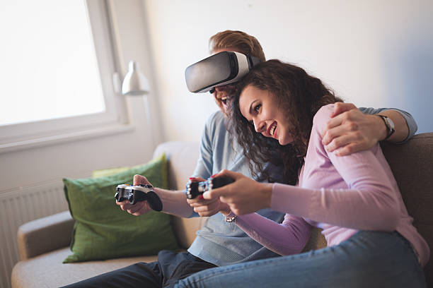 istock Couple playing games and loving VR 637470188