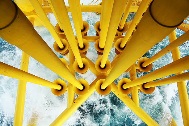 istock Offshore construction platform for production oil and gas. 637493426