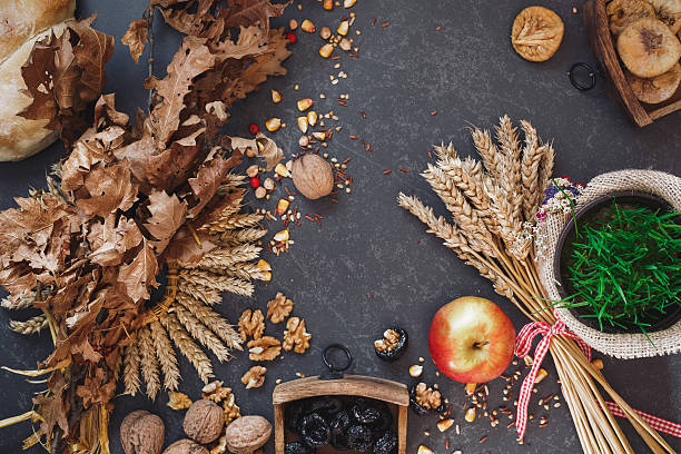 sfondo delle tradizioni ortodosse della vigilia di natale - dried fig brown color image dried food foto e immagini stock