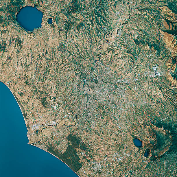 istock Rome Topographic Map Natural Color Top View 637504248