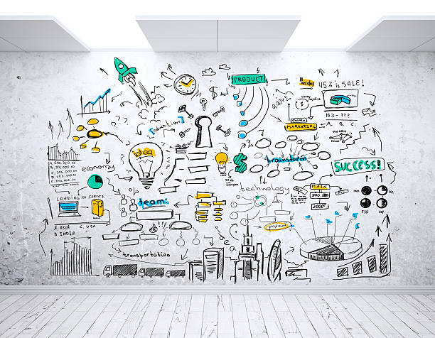 istock Concrete room with business sketch 637504770