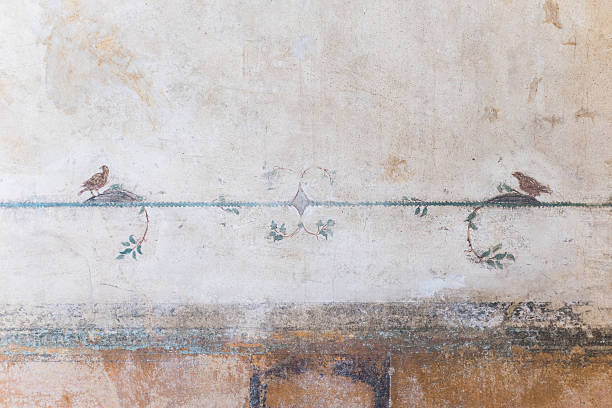 affresco romano alle rovine di pompei, campania, italia - affresco foto e immagini stock