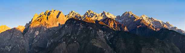 sunset panorama of Jade Dragon Snow Mountain ( Yulong Mt. ) in Lijiang area - Yunnan province  , China