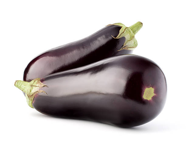 istock Eggplant or aubergine vegetable isolated on white background cut 637510258