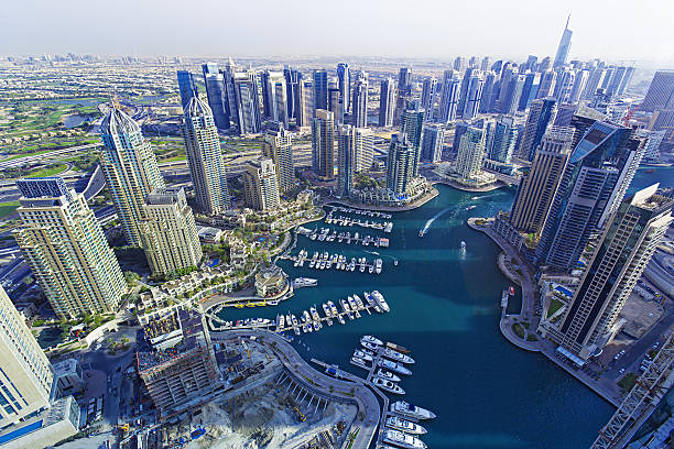 istock Top view on Dubai Marina and luxury yachts,Dubai,UAE 637516094
