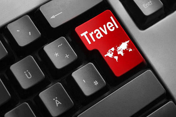 キーボードの赤いボタン旅行の世界 - enter key computer keyboard red computer ストックフォトと画像