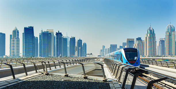 istock Metro railway and train in luxury Dubai,UAE 637519266