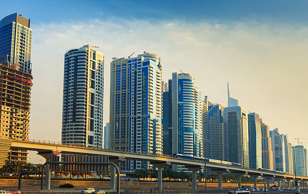 istock Metro line in Dubai Marina, skyscrapers,Dubai,UAE 637519830