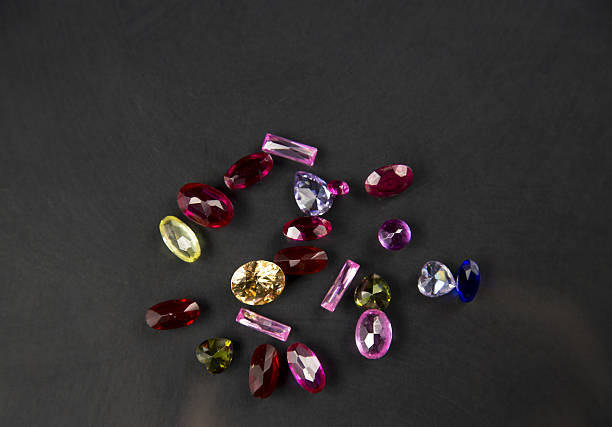 istock Jewel or gems on black shine color 637521686