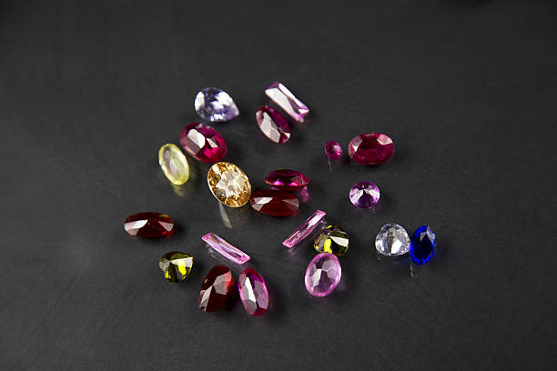 istock Jewel or gems on black shine color 637521742
