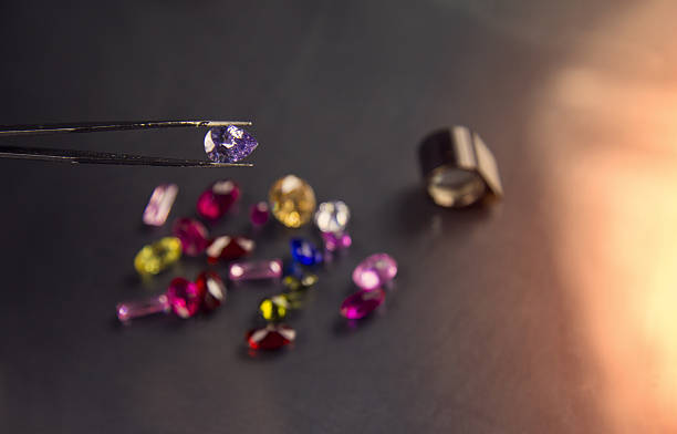 istock Jewel or gems on black shine color 637521860