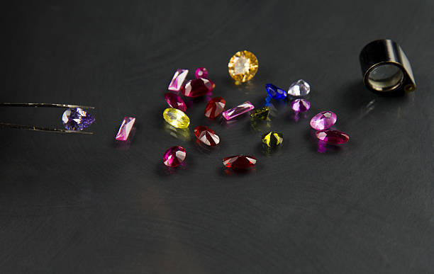istock Jewel or gems on black shine color 637521904
