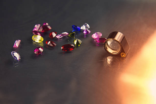 istock Jewel or gems on black shine color 637521958