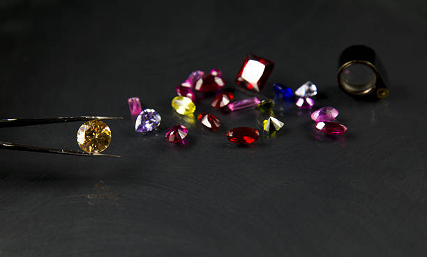istock Jewel or gems on black shine color 637522078