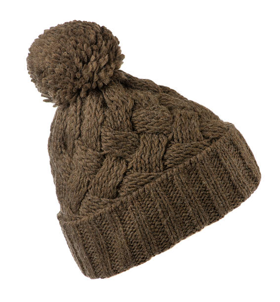 istock Women's knitted hat isolated on white background.hat with pom 637525498