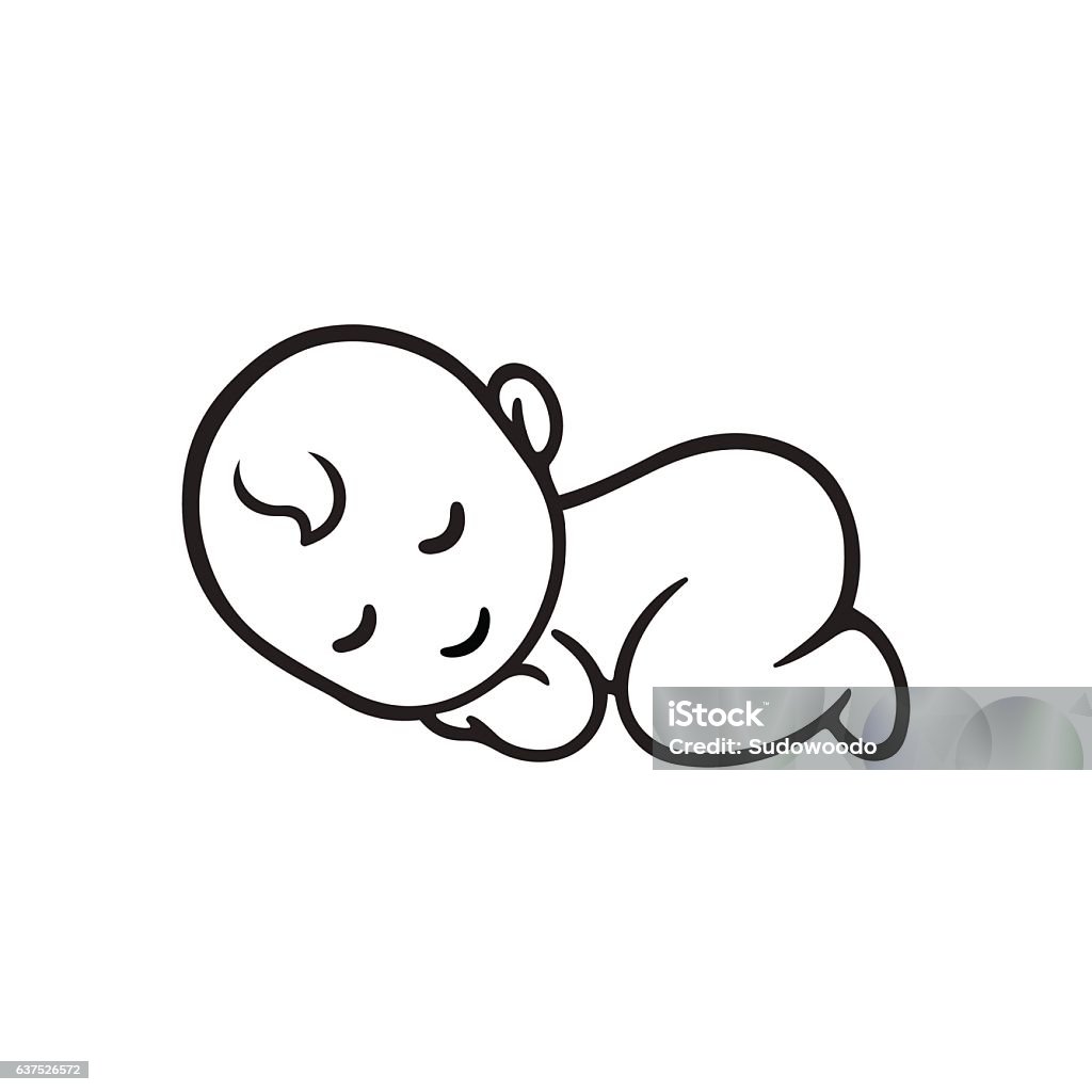 Sleeping baby silhouette Sleeping baby silhouette, stylized line logo. Cute simple vector illustration. Baby - Human Age stock vector