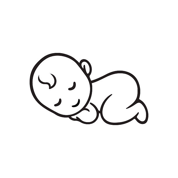 Sleeping baby silhouette Sleeping baby silhouette, stylized line logo. Cute simple vector illustration. mother drawings stock illustrations