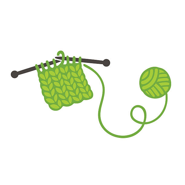 Knitting With Needles And Ball Of Yarn Stock Illustration - Download Image  Now - Knitting, Wool, Woven Fabric - iStock