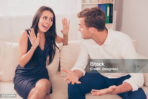 Two Young Lovers Quarreling Because Of Disagreements Stock Photo - Download Image Now