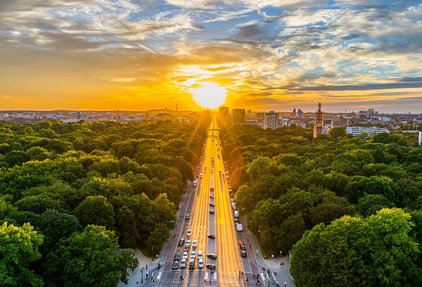 Berlin,Aerial View of Tiergarten park in Victory Column, Germany