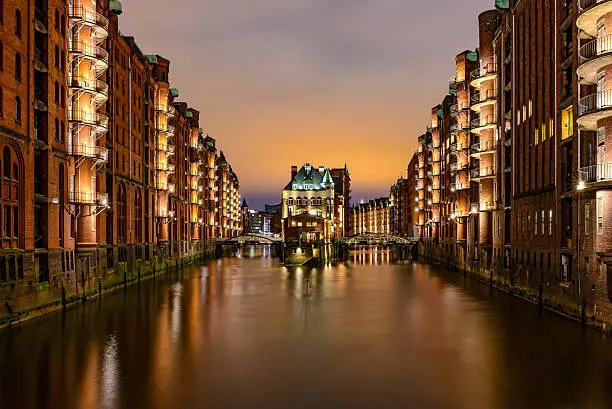 Photo of Hamburg city of warehouses palace at night