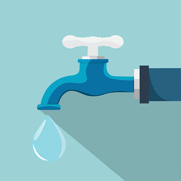 Water tap - vector illustration Water tap - vector illustration faucet leaking pipe water stock illustrations