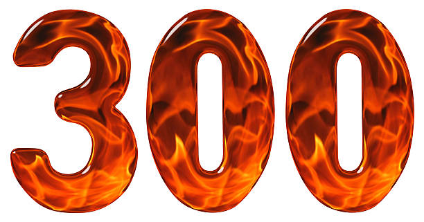 istock 300, three hundred, numeral, imitation glass and a blazing fire, 637529438