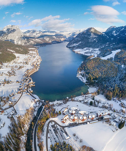 istock Lake Grundlsee, Arial Winter Panorama, Austria 637530258