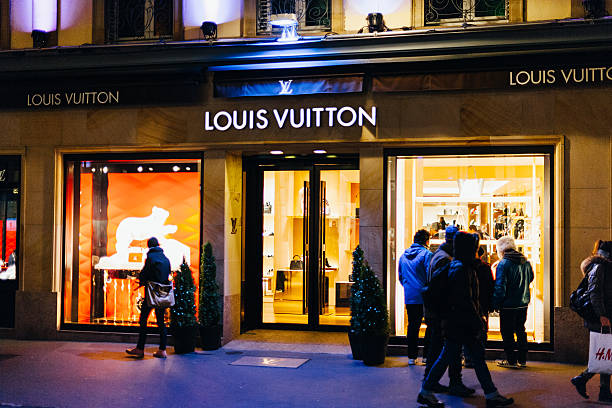 Louis Vuitton Shopping Store In France At Night With Christmas