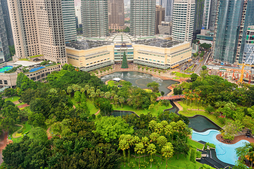 Kuala Lumpur, Malaysia - December 25, 2016: Cityscape of the Kuala Lumpur and Petronas Twin Towers. Kuala Lumpur, Malaysia.