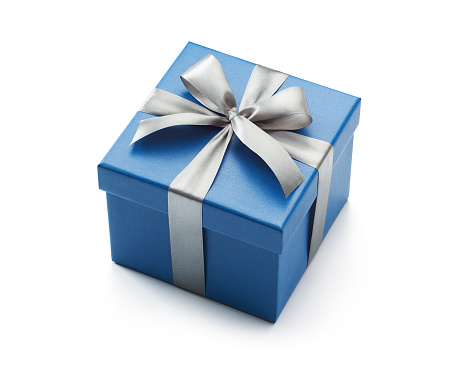 Blue gift box isolated on white background - Clipping path included