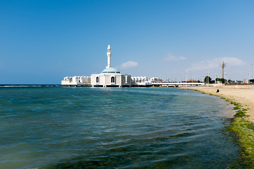 Mosque by Jeddah's corniche. The Arabic writing on the mosque door says \