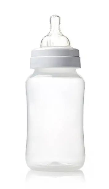 Photo of empty plastic baby bottle