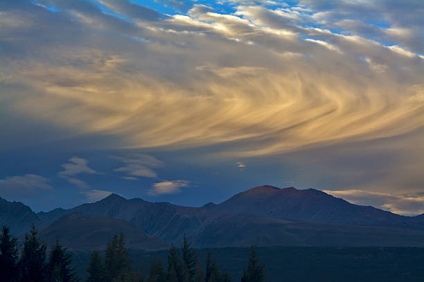 istock Rolling clouds above mountains before sunset, Aoraki Mount Cook 637555528