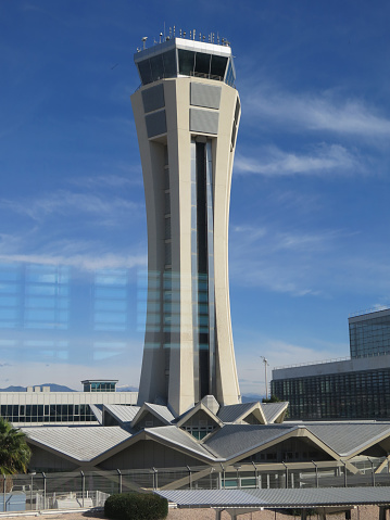 Malaga Airport Contol Tower on clear December day